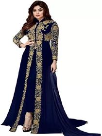 Semi stitched georgette salwar suit material embroidered,party wear (f)