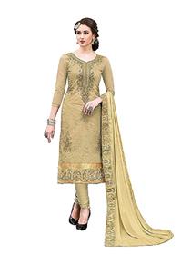 Women chanderi silk embroidered unstitched chudidar salwar suit dress material a