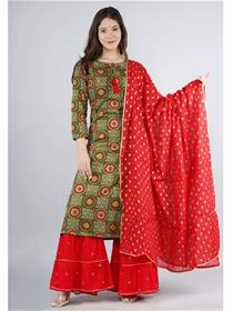 Kurti for women printed dress and dupatta set,fancy,designer,party wear (f)