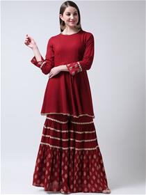 Kurti for women maroon solid dress,fancy,designer,party wear (m)