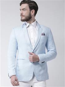 Men Blue Solid Regular Fit Single-Breasted Blazer (MY)