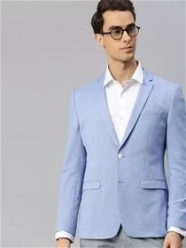 Blazer for men self design single breasted casual men dress (blue) (f)