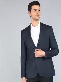 Blazer for men checkered single breasted formal men dress  (dark blue) (f)