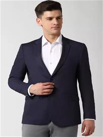 Blazer for men self design single breasted formal men dress  (blue) (f)
