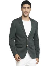 Blazer for men solid double breasted casual men full sleeve dress  (dark green) (f)