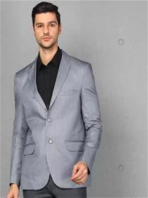 Blazer for men solid single breasted formal men full sleeve dress  (grey) (f)