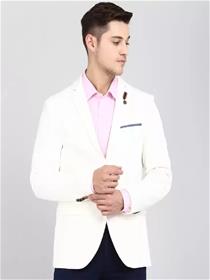 Blazer for men self design tuxedo style casual men full sleeve blazer  (white)(f)