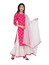 Party wear kurti for women kurta and sharara set pure cotton(pink,peach)