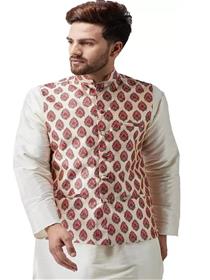 Nehru jacket for men sleeveless floral print men nehru jacket (f)