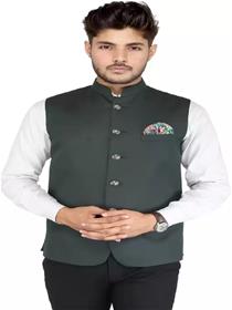 Nehru jacket for men sleeveless solid men ethnic jacket (f)