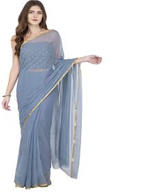 Women's pure chiffon saree with unstiched blouse piece(multicolor)