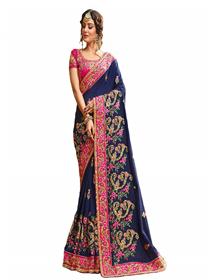 Women's georgette saree with blouse piece (blue)