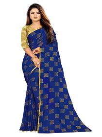 Saree for women foil print work chiffon saree with blouse piece
