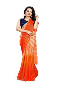 Woven pure chiffon saree with blouse piece(orange)