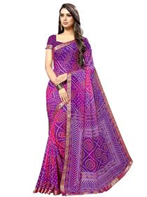 Chundri chiffon saree with blouse piece for women(purple)