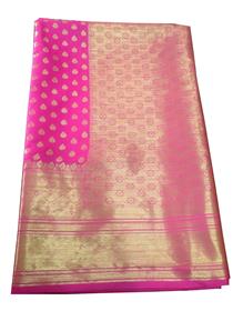 Saree for women banarasi pure silk golden pallu with blouse piece