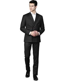 3 piece dress for men manq men black solid slim it double breasted dress (a)
