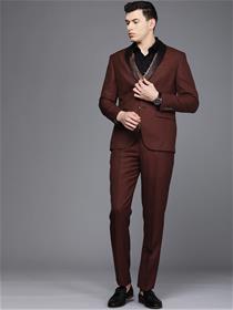 3 piece suit for men maroon formal dress (my)