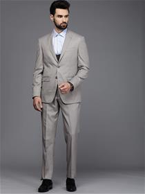 3-piece formal suit for men grey slim fit dress