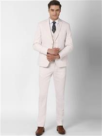 Suit for men off white self-design slim-fit single-breasted dress (my)