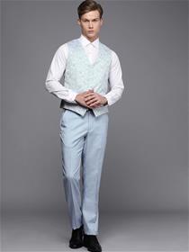 Suit for men blue slim fit solid single breasted dress (my)