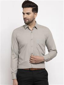 Men grey smart regular - fit solid formal shirt (my)