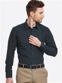 Men black slim fit solid formal shirt (my)