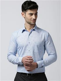 Men blue regular fit-self design formal shirt (my)