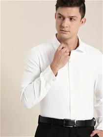 Men easy care white- solid pure cotton formal shirt (my)