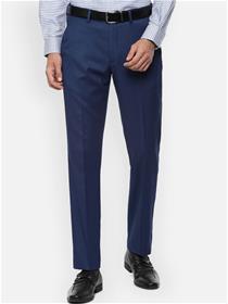 Men navy blue slim fit formal trousers (my)