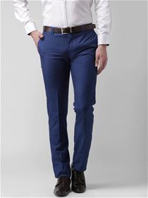 Men navy blue slim fit work essential trousers (my)