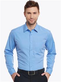 Shirt for men blue slim fit solid formal dress (my)
