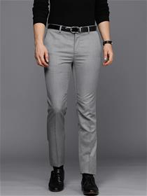 Formal trousers for men grey self design textured slim fit dress (my)
