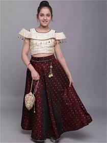 Girls lehenga choli ethnic wear checkered lehenga & crop top  (f)