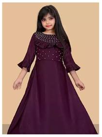 Daily wear dress for girl purple silk ethnic gowns