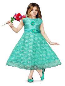 Angels beautiful floral printed below knee length frock for girls (a)
