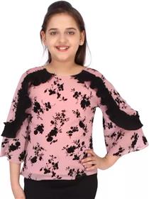 Top for girls casual georgette top  (pink, pack of 1) (f)