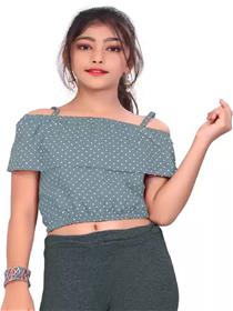 Top for girls casual pure cotton crop top  (grey, pack of 1) (f)