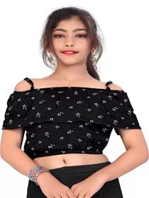 Top for girls casual pure cotton crop top  (black, pack of 1) (f)