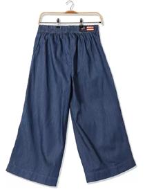 Trousers for girls regular fit girls blue cotton blend trousers (f)