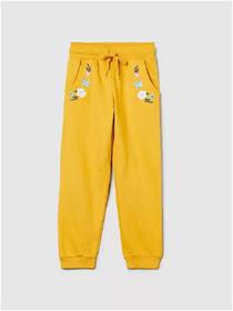 Trousers for girls regular fit girls yellow pure cotton trousers (f)