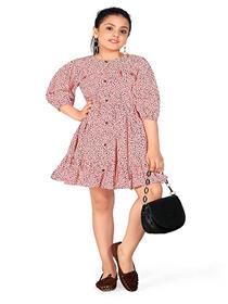 Fashion dream girl’s peach polyester blend above knee length dresses (a)