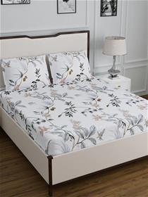 Floral 220 tc cotton 1 king bedsheet with 2 pillow