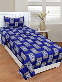 Printed designer cotton single bedsheet with 1 pillow cover