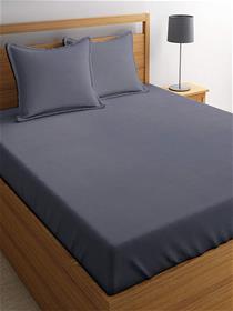 Polycotton solid plain double bedsheet along with 2 pillow covers