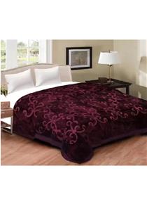 Blanket floral double mink blanket for heavy winter  (polyester, brown) (f)