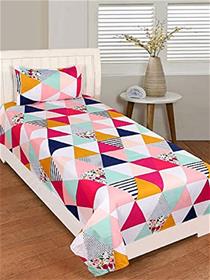 Single bedsheet pridhi glace cotton single bedsheet with one pillow cover  (a)