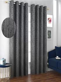 Kraftiq homes 214 cm (7 ft) velvet door curtain (pack of 2)