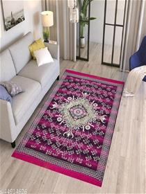 Raghav fancy exclusive pink & white floral colored floral velvet carpet