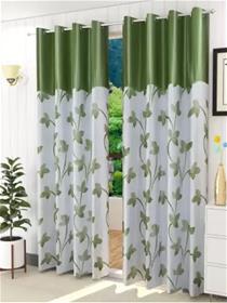 Door curtain 213 cm (7 ft) polyester room darkening door curtain (pack of 2,light green)  (f)